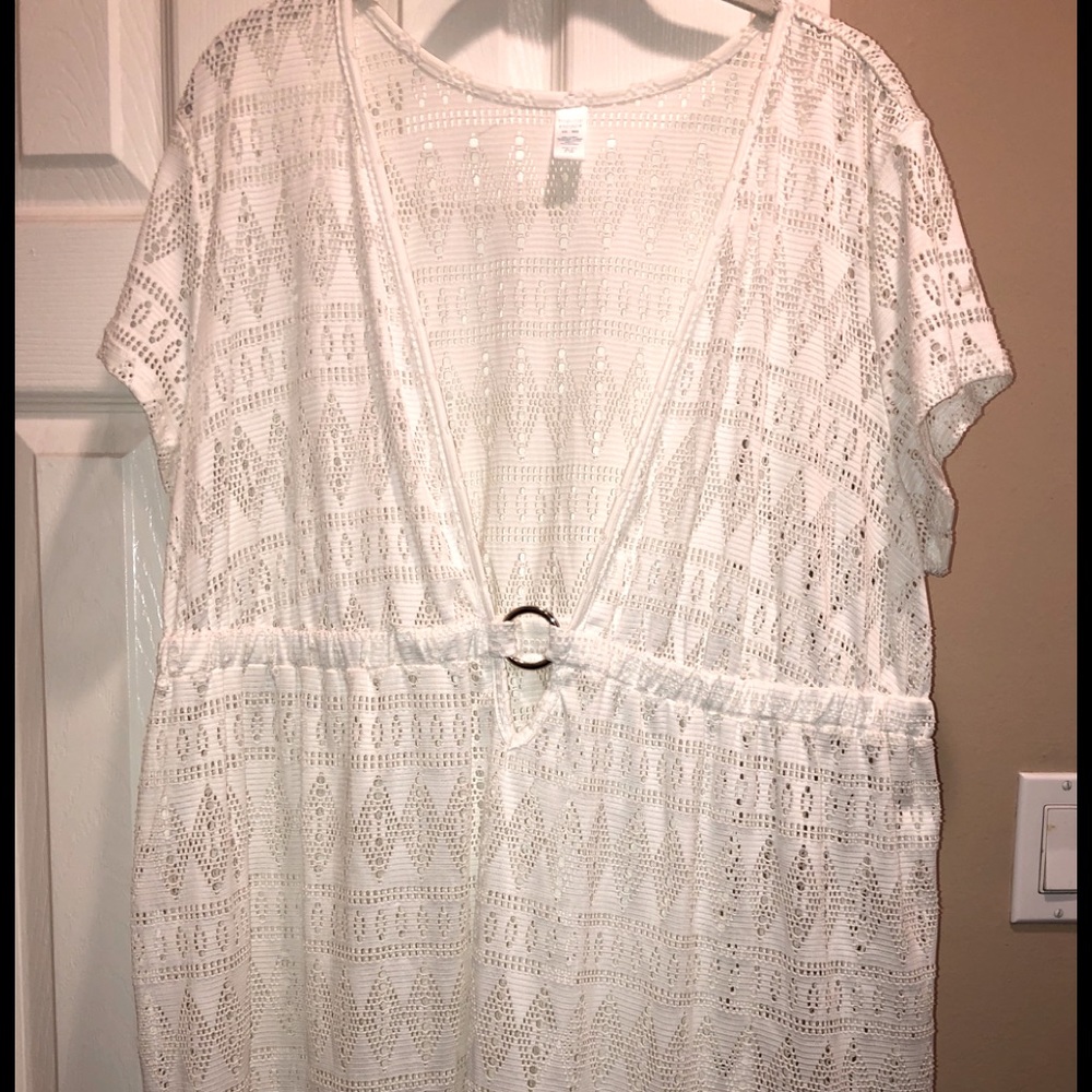 Tropical Escape Swimsuit Cover-Up, White